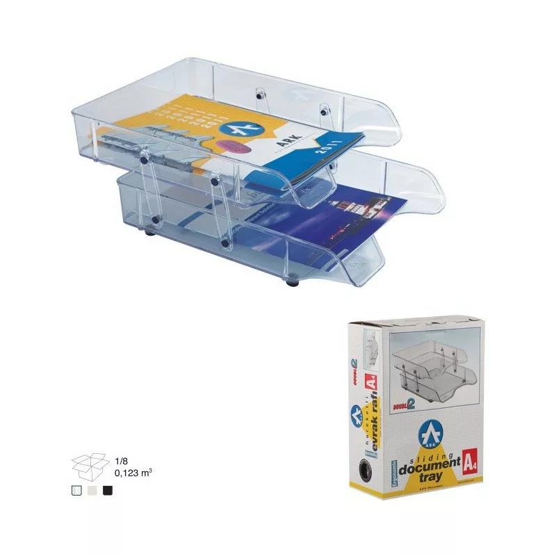 Corbeille à courrier 2 étages ARK transparente