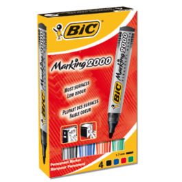 BOITE DE 4 MARQUEURS PERMANENTS BIC 2000 CONICAL COULEURS ASSORTIES